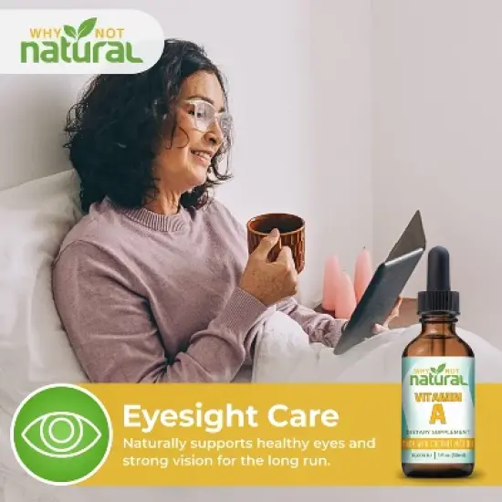 Why Not Natural Vitamin A Drops 10,000 IU &ndash; Liquid Retinyl Palmitate with MCT Oil, Vegan Supplement for Skin & Acne, 1 fl oz image {2}