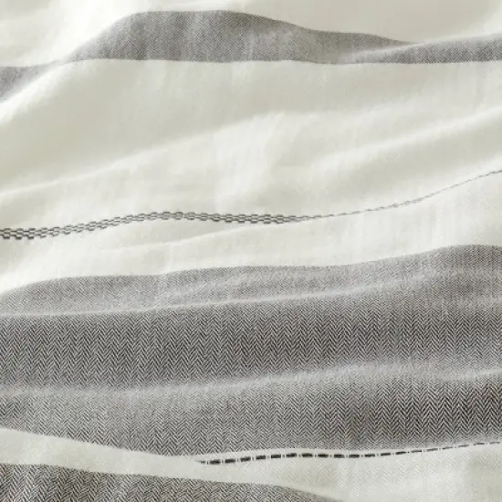 Herringbone Stripe Comforter & Sham Set Sour Cream/Railroad Gray   image {1}