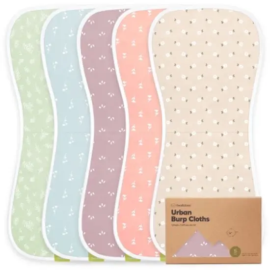 5pk Urban Baby Burp Cloths, Organic Burping Cloth for Babies, Burp Rags for Baby Girls, Boys image {21}