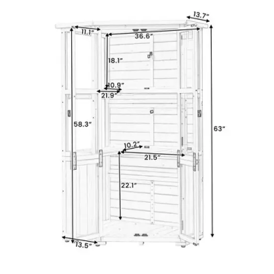 YOOCOZZ 63"Height Wood Garden Storage Cabinet with Waterproof- Roof and Lockable Door, Mini Greenhouse Cold Frame image {10}