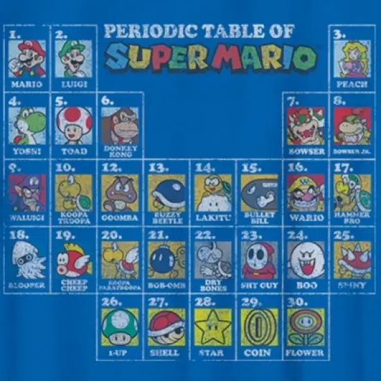 Boy's Nintendo Periodic Table of Super Mario T-Shirt image {1}
