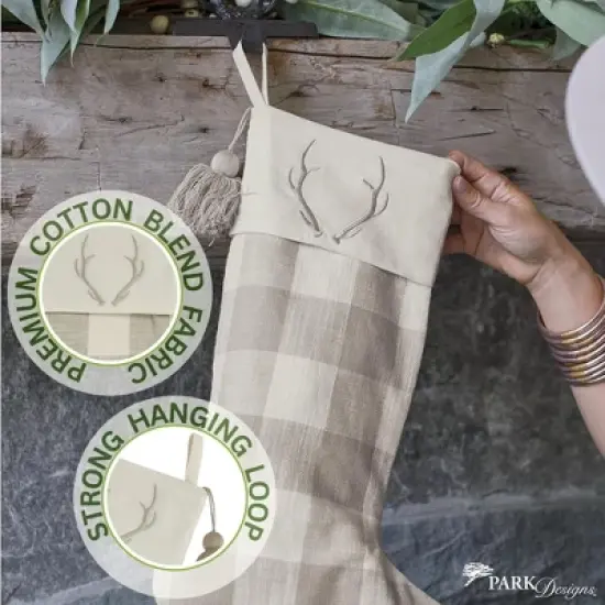 Eva & Co Signature Antler Check Christmas Stocking image {2}