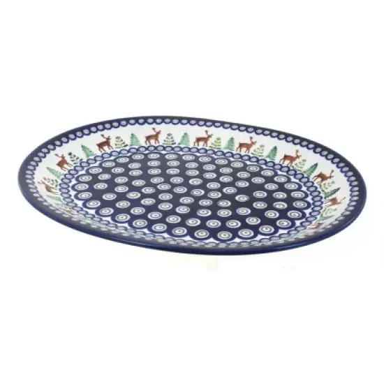 Blue Rose Polish Pottery Zaklady Large Oval Serving Platter image {8}
