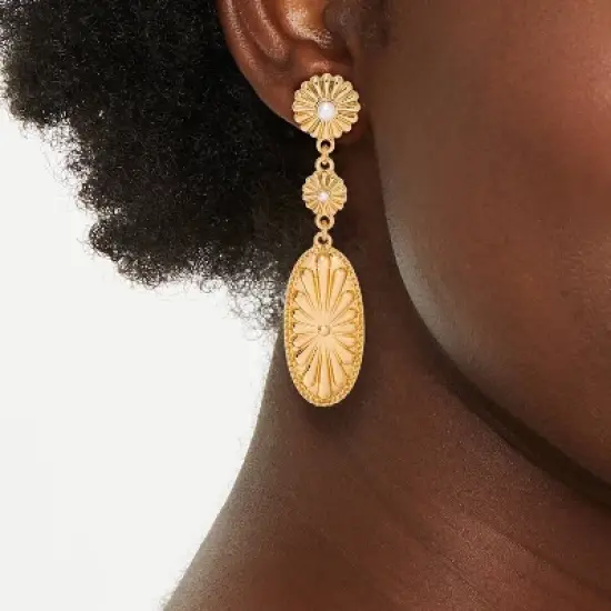 Casted Triple Drop Earrings - Universal Thread&trade; Gold image {1}