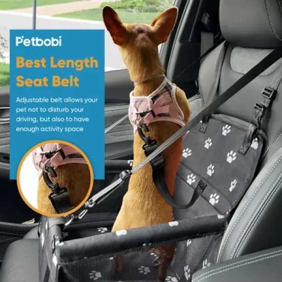 Petbobi Dog Car Booster Seat for Cat Holiday Gift Pet Bag Portable and Breathable with Seat Belt with Clip on Leash and Storage Pocket, Pink image {2}