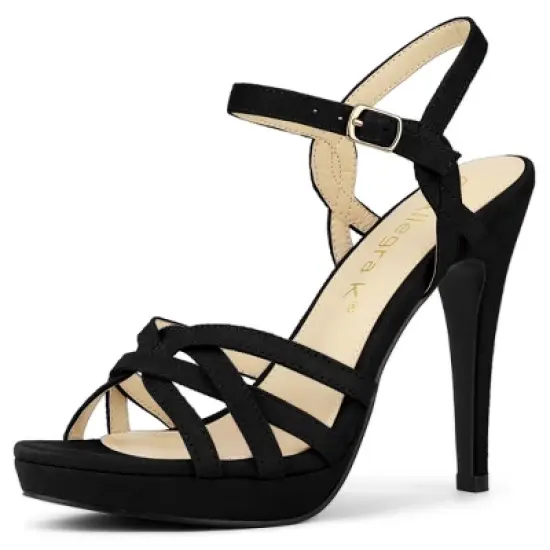 Allegra K Women's Strappy Platform Heels Stiletto Heel Sandals image {8}