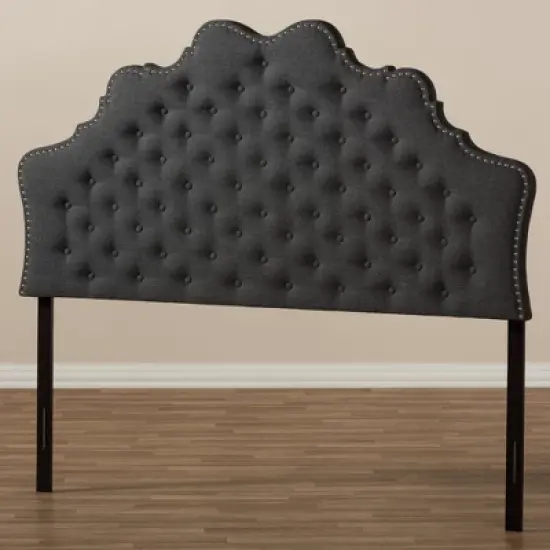Hilda Modern and Contemporary Fabric Headboard Dark Gray - Baxton Studio image {4}