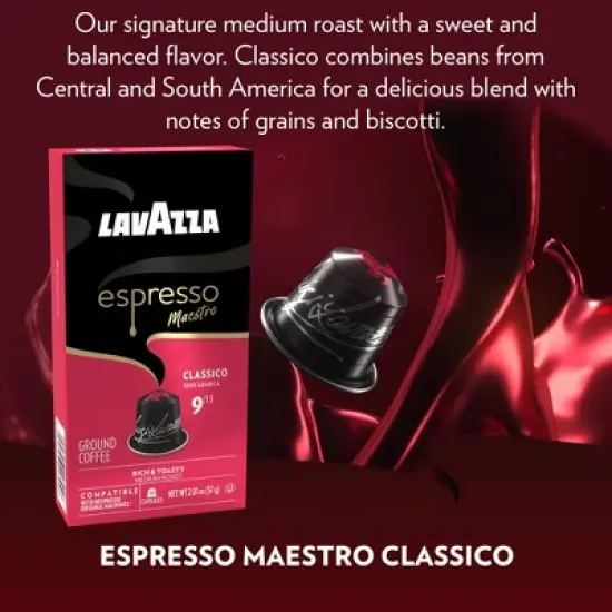 Lavazza Espresso Maestro Classico Aluminum Capsules Compatible with Nespresso* Original Machines, Medium Roast, 10 Capsules (Pack of 6) image {6}