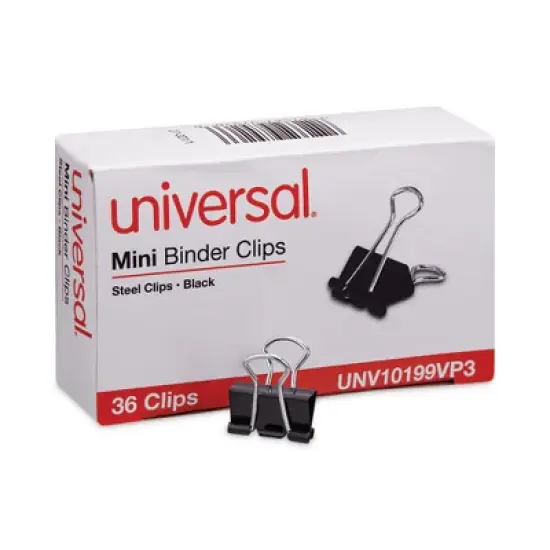 Universal Binder Clip Value Pack, Mini, Black/Silver, 36/Box image {1}