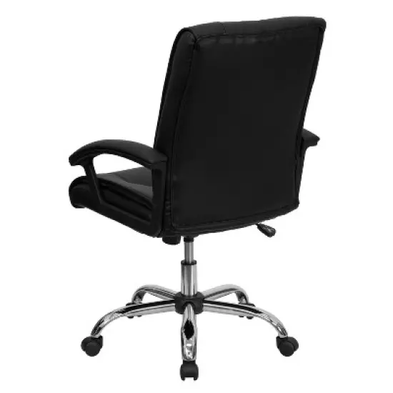 Flash Furniture Mid-Back Black LeatherSoft Swivel Manager's Office Chair with Arms image {6}
