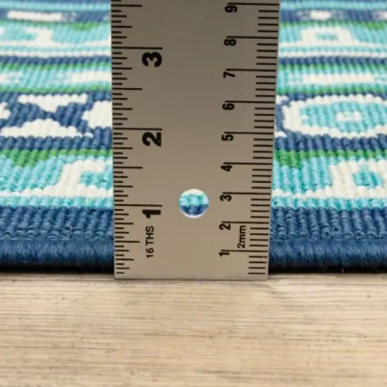 Marlowe Border Patio Rug Navy/Green image {4}