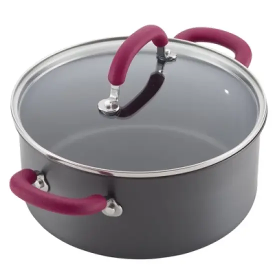 Rachael Ray Create Delicious 11pc Hard Anodized Nonstick Cookware Set Burgundy Handles image {5}
