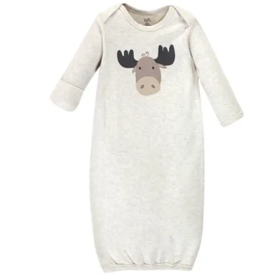 Touched by Nature Baby Boy Organic Cotton Long-Sleeve Gowns 3pk, Tan Moose image {3}