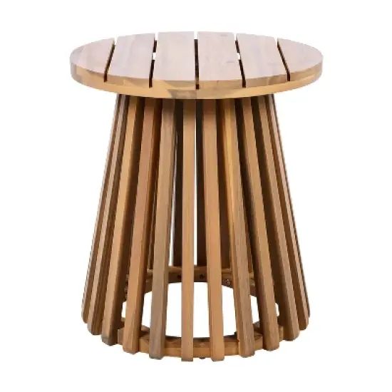 FIONECA Patio Conversation Set, 2 Acacia Wood Armchairs with Beige Cushions & Side Table, Outdoor Leisure Set for Backyard, Lawn, Balcony image {14}