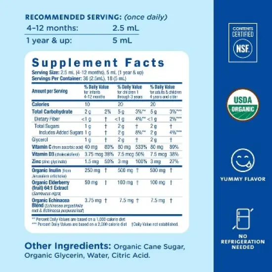 Mommy's Bliss Organic Baby Elderberry Drops + Immunity Support - 3 fl oz (36 servings) image {5}