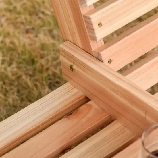 Resenkos 3-Seater Outdoor Swing Bench, Folding Coffee Table, Cup Holders, Chains, 440lb Capacity, White image {3}