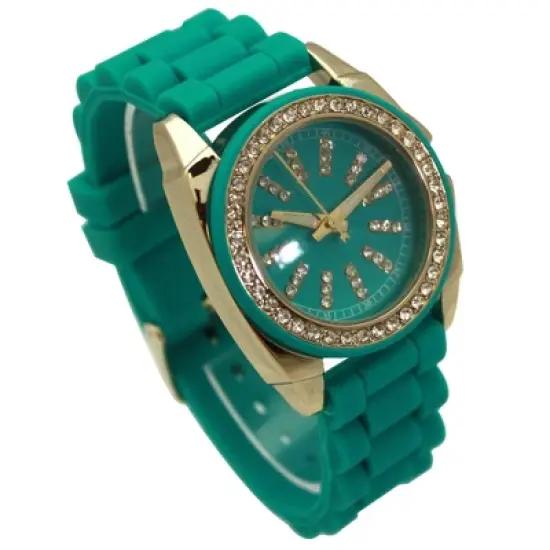 Olivia Pratt Bright Silicone Band with Rhinestones Numeral Women Watch image {1}