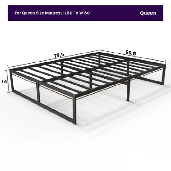 NapQueen Alpha Metal Platform Bed Frame 14" Height image {2}