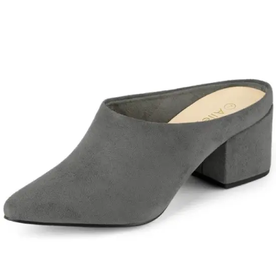 Allegra K Women's Pointed Toe Slip on Block Heel Slide Mules image {8}