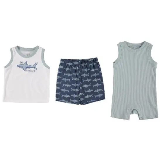 Chick Pea Baby Boy Clothes Summer Newborn Outfit Tanktops and Shorts 3 PC Set image {1}
