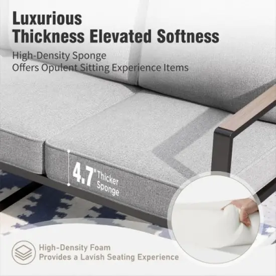 Captiva Designs Modren Outdoor Patio Metal Frame Furniture Conversation Seating Set with Coffee Table image {7}