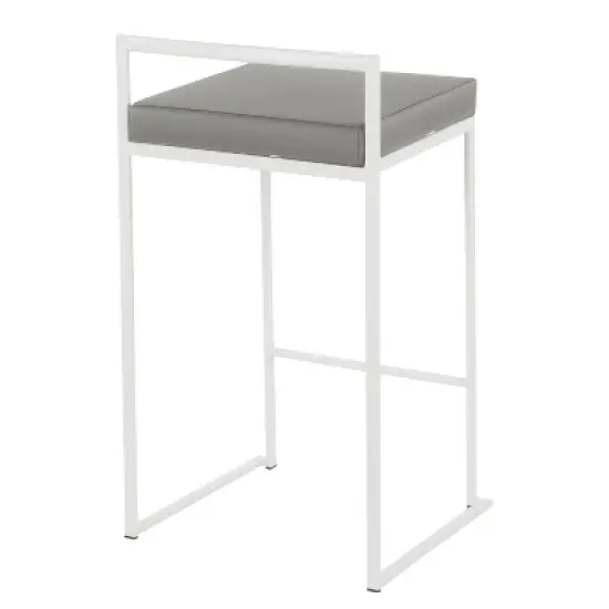 Set of 2 26" Fuji Contemporary Counter Height Barstools White/Gray - LumiSource image {3}