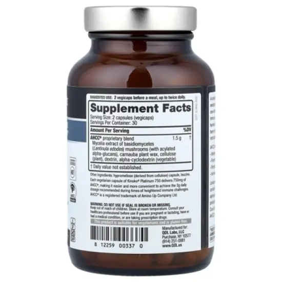 Quality of Life Kinoko&reg; Platinum AHCC&reg;, 750 mg, 60 Vegicaps image {1}