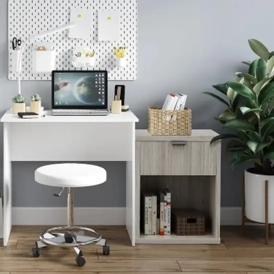 Vipbear Night Stand Scandinavian Nightstand with Fluted Drawer Storage End Table Modern Mid Century Wood Bedside Table for Bedroom Office-Gray/Brown image {5}