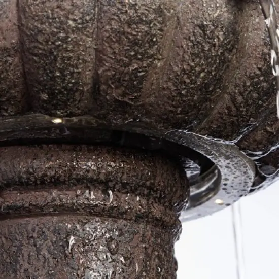 John Timberland Italian Style 3 Tier Outdoor Floor Water Fountain with Light LED 43" High Gray Faux Stone Garden Patio Backyard image {5}