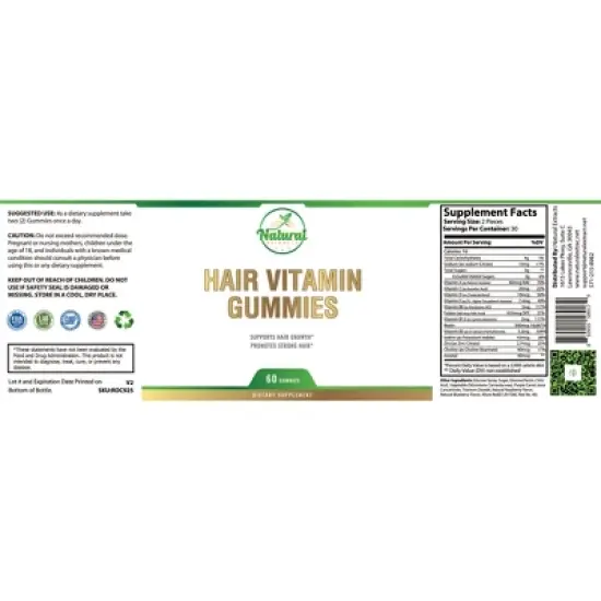 Natural Extract Natural Hair Vitamin Gimmies 60ct image {2}