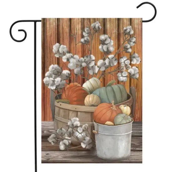 Briarwood Lane Pumpkins and Willows Autumn Garden Flag Primitive Fall Floral 18" x 12.5" image {1}