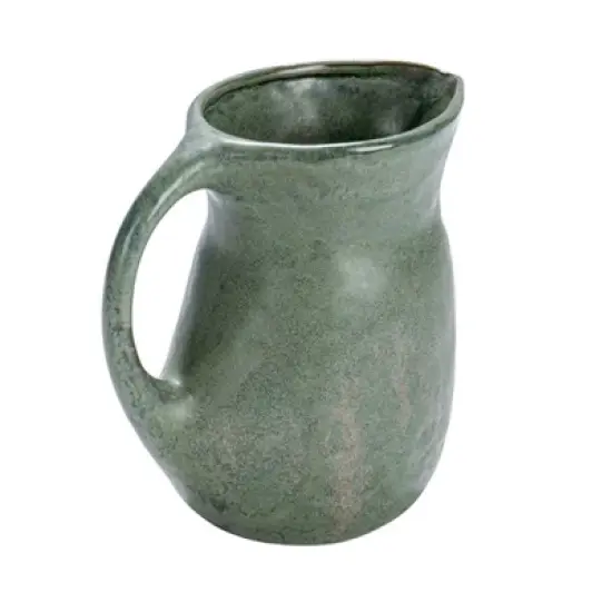 Storied Home Round Stoneware Pitcher with Reactive Glaze, Matte Teal image {9}