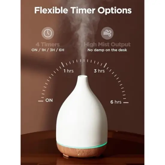Attop 300ML Ceramic Diffuser for Essential Oils Handcrafted Aromatherapy Diffuser Ultrasonic Cool Mist Humidifier image {4}