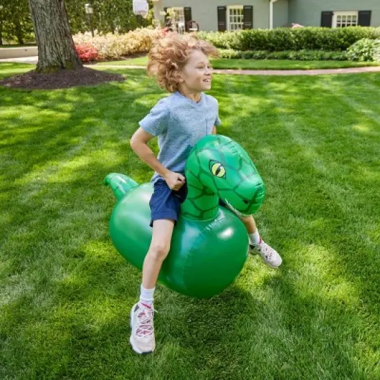 HearthSong Set of 2 Inflatable Ride-On Dinosaurs Hippity Hop Toy for Kids' Active Play image {7}
