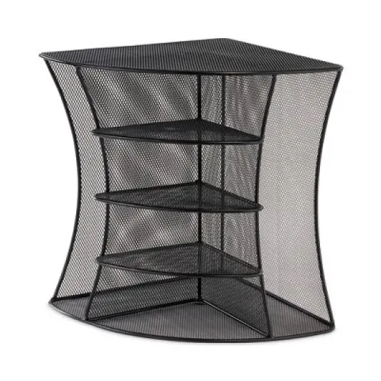 Safco Onyx Mesh Corner Organizer, Six Sections, Black, 15" x 11" x 13" image {1}