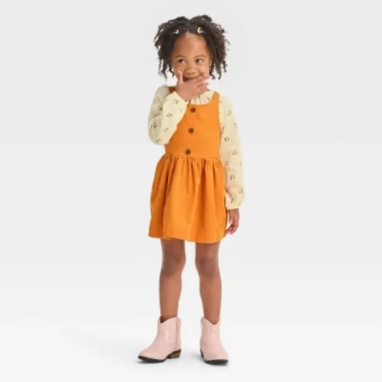 Toddler Girls' Floral Long Sleeve Top & Skirtall Set - Cat & Jack&trade; Yellow image {2}