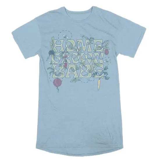 Home Grown Babe Crew Neck Short Sleeve Light Blue Women's Night Shirt image {3}