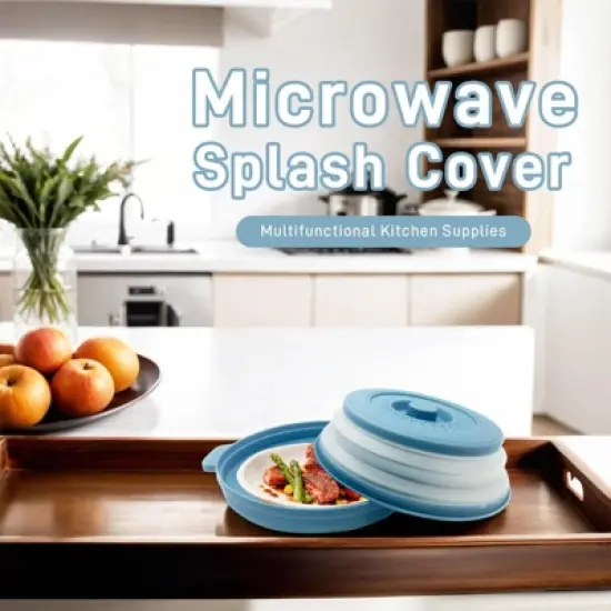 Itopfox Microwave Food Cover with Handle - Collapsible Vented Silicone Splash Guard & Tray for Heating, Doubles as Draining Basket for Washing Fruits image {2}