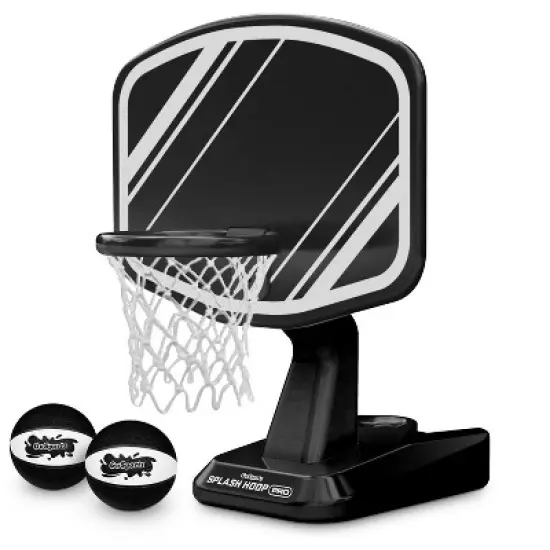 GoSports Splash Hoop PRO Swimming Pool Basketball Game - Includes Poolside Water Basketball Hoop, 2 Balls and Pump - Black image {6}