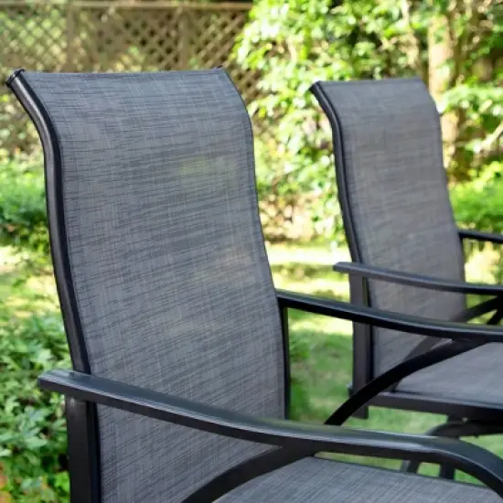 3pc Outdoor Set with Faux Wood Tabletop & Metal/Textilene Stools - Captiva Designs image {9}