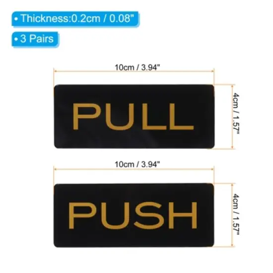Unique Bargains Acrylic Self-Adhesive Decor Home Push Pull Door Sign 3 Pairs image {1}