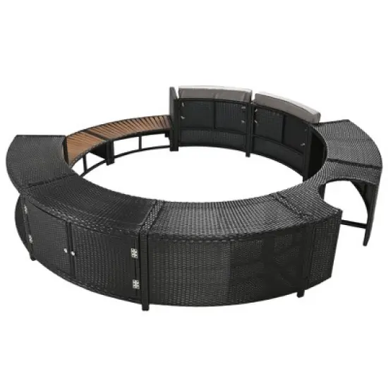 FIONECA Spa Surround Rattan Sofa Set with Storage, Mini Sofa & Cushions for Patio or Backyard, Grey image {11}