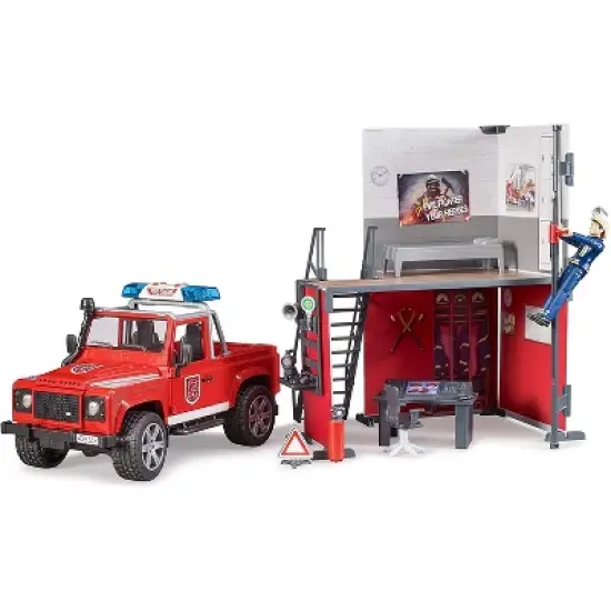 Bruder bworld Firestation with Land Rover, Fireman and Accessories image {3}
