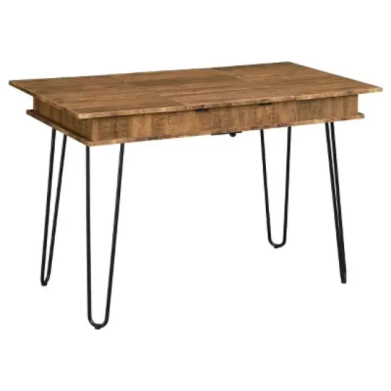 Sheeran Storage Writing Desk with Hairpin Legs Rustic Amber - Coaster image {6}