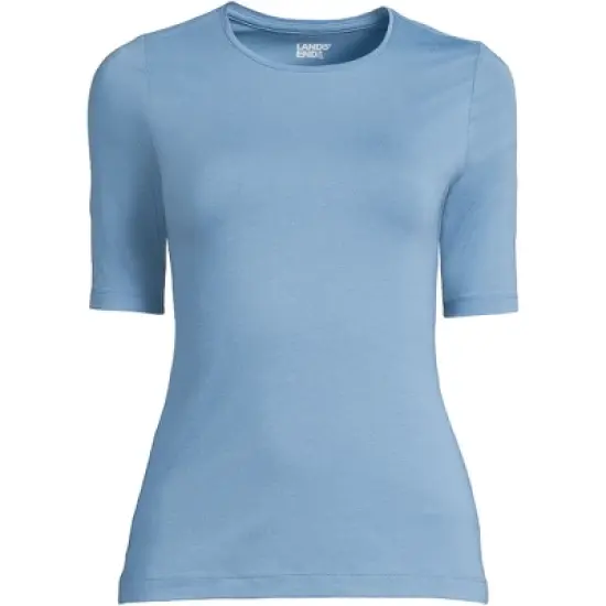 Lands' End Women's Elbow Sleeve Lightweight Jersey Crew Neck Top image {6}