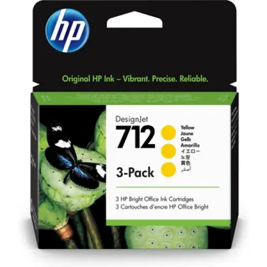 HP 712 3-pack 29-ml Yellow DesignJet Ink Cartridge, 3ED79A image {5}