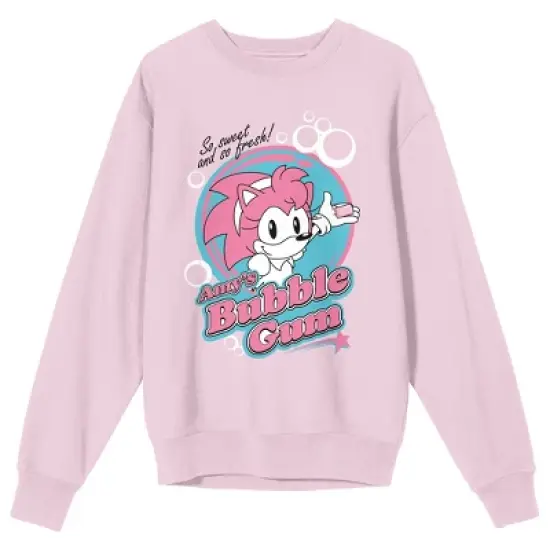 Sonic The Hedgehog Amy's Bubblegum Logo Crew Neck Long Sleeve Cradle Pink Women's Sweatshirt image {2}