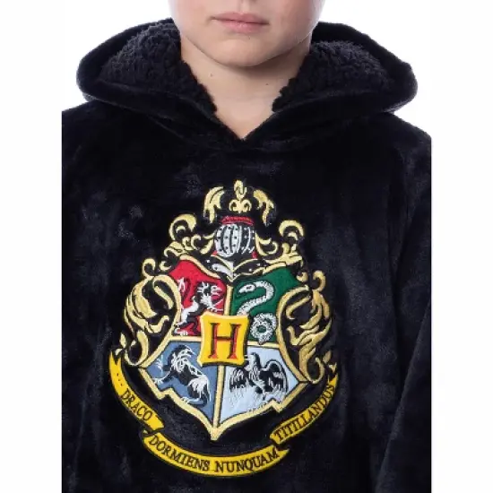 Harry Potter Hogwarts Costume Kids Wearable Blanket Pullover Robe Black image {4}