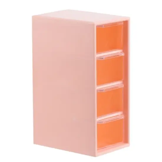 Unique Bargains Mini Plastic Cosmetics Desk Storage Box with 4 Drawers for Office Supplies image {6}