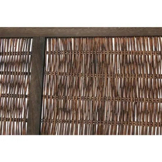 Legacy Decor Wicker and Wood Screen Room Divider image {2}